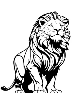 Vector Line art Ink drawing of a lion